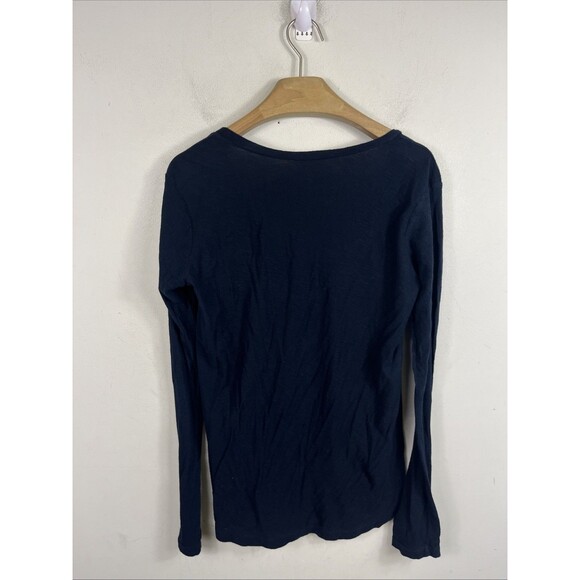 James Perse Women’s Long Sleeve Top Size Small 1 Scoop Neck Blue Cotton Modal - Picture 4 of 7